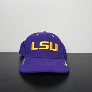 LSU Tigers Hat Cap Mens One Size Purple Logo NCAA Football Nike DriFit Legacy91